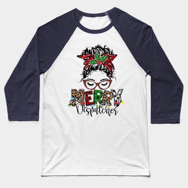 Merry Police Dispatcher Messy Bun Baseball T-Shirt by Shirts by Jamie